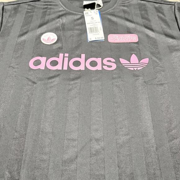 Adidas Originals Rare Football Oversized T Shirt Black Pink JD5501 Size Small W - Picture 2 of 8